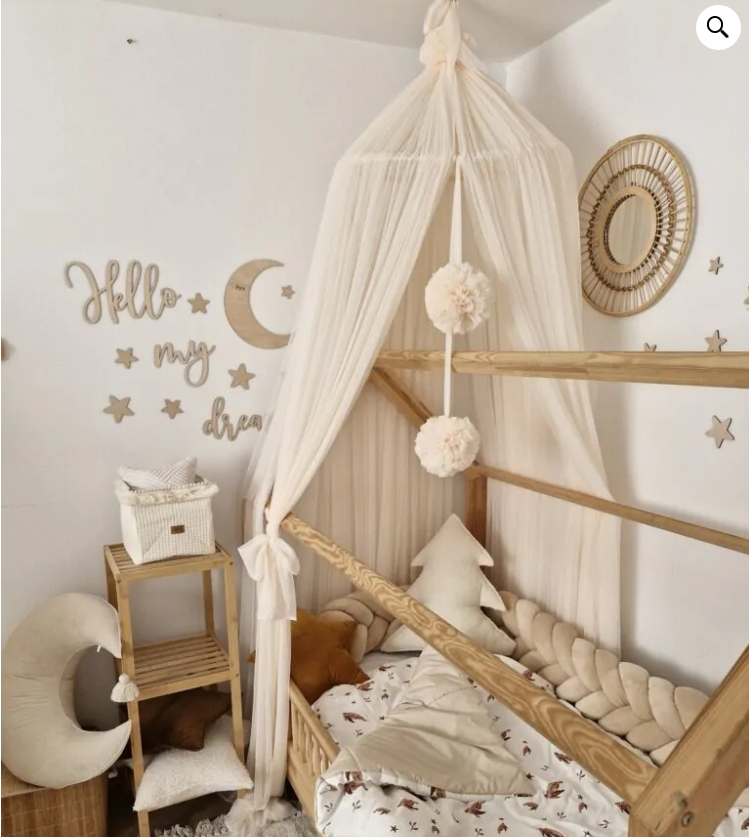 TEA TULLE CANOPY WITH POMPOMS