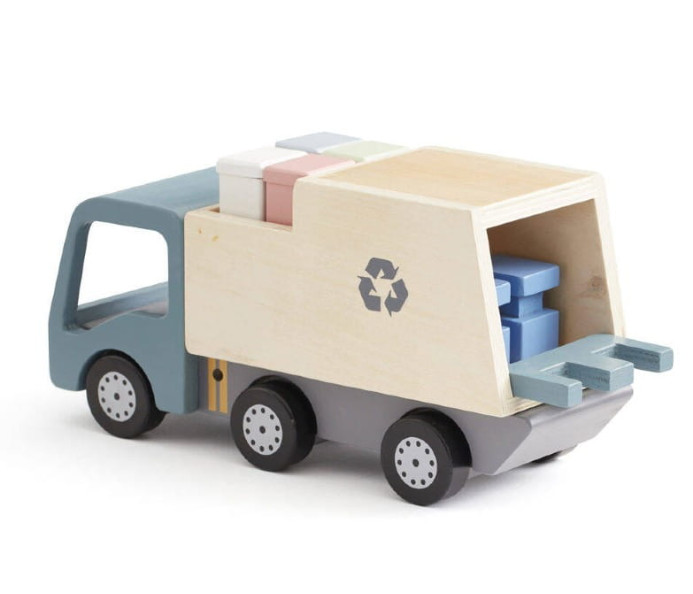 WOODEN RUBBISH BIN WITH BINS